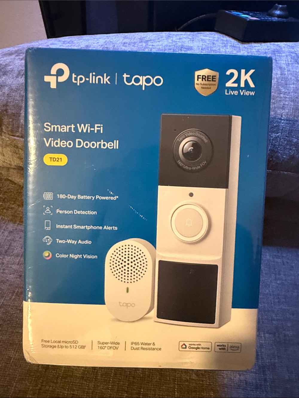 tp-link tapo Smart Wi‑Fi Video Doorbell TD21 - Blue/White